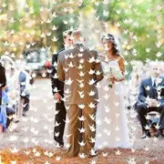 200Pcs 10Strings White Origami Paper Crane Garlands for Spring Rustic Wedding Pa