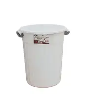 SMARTLINK 2PCS Plastic Round Storage Bucket with Lid Stackable and Reusable