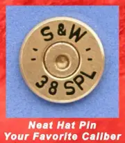 Smith & Wesson S&W 38 SPL Nickel plated Cartridge Hat Jacket Pin Tie Tac