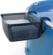 Poolside Storage Basket, Recycled Plastic, Pool Cup Holder, Above Ground Accessories, for Most Frame Pools, Europe Made, Fits 2.3 Inch or Less Top Bar Charcoal