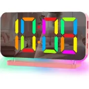 Alarm Clock for Bedroom,7.4" Mirror Digital Clocks Large Display,with RGB Nig...