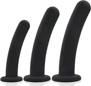 Anal Plug Trainer Kit, 3 Sizes Butt Plugs Training Silicone Dildo with Strong Suction Cup Anal Toys Prostate Vaginal G-Spot Sex Toys for Men and Women (Black)