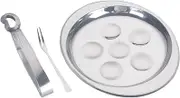 ASAKKURA 1Set Escargot Baking Dish Set Kitchen Utensil with Fork and Clamp for Snails Shell Foods and Dishwasher Safe Practical Design for Home and Restaurant Use