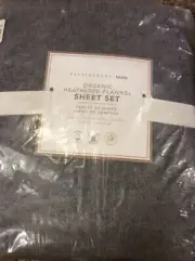 Pottery Barn Teen Organic Heathered Flannel Sheet Set Twin / XL Twin Onyx NWT