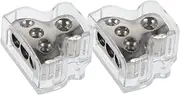 Car Audio Distribution Block 1 Input 3 Outputs 4/0 Gauge to 4/8 Gauge Ground Wire Splitter Box Long-Lasting for 3 Amplifiers