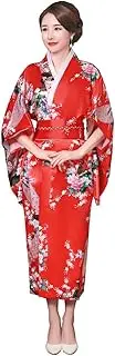 [ChangNanJun] Print Japanese Traditional Clothing Women Satin Kimono Gown Vintage Yukata