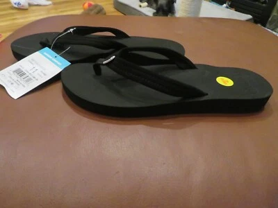 NWT Womens Black Reef Cushion Breeze Flip Flops, 11