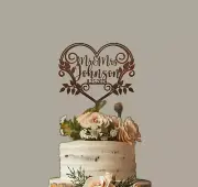 Mr. & Mrs. Wedding Cake Topper, Personalized Wedding cake topper, Heart Topper