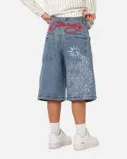 [ED HARDY] Ed Hardy Dragon Jorts Mid Blue Denim - Size 40 40 Mid Blue Denim