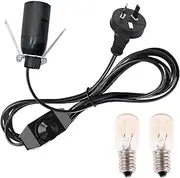 Salt Lamp Power Cord 1.8m Cable with 2 Free E14 Bulbs, Salt Lamp Cord Original Replacement with Dimmer Button and Metal Clip, for Himalayan Crystal Salt Rock Lamp - 240V SAA Standard