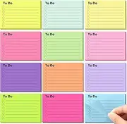 to Do List Sticky Notes, 600 Sheets of 3x4 Inch Lined Post Notes, 12 Colours Post Its Memo for Home Office School Planner Reminder Supplies