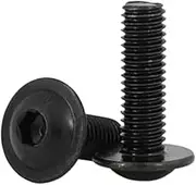 2pcs-50pcs M2 M2.5 M3 M4 M5 M6 M8 M10 Grade 10.9 Black Hex Hexagon Socket Round Button Flange Head with Washer Collar Screw(M6X16 10PCS)