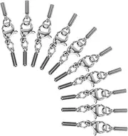 Tofficu 20PCS Stainless Steel Jewelry Fastener Multi Purpose Lobster Clasp for Bracelet Necklace Hole Durable Connecting Rope Buckle for DIY Craft Projects Silver