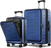 [CENSIEN] Luggage Sets 2 Pieces, 20 Inch Carry On Luggage and Expandable 28 Inch Checked Luggage with Spinner Wheels, Lightweight ABS+PC Hard Shell Suitcase with Front Opening, TSA Lock (Blue, 20/28)