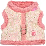 [Pinkaholic New York] Kalina Jacket Dog Harness Step-in Warm Winter Flower Pattern for Small Dog, Indian Pink, Large