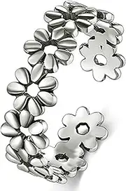 [BORUO] Toe Rings - Flower Hawaiian Leaf Sterling Silver Band Ring - Stylish Toe Rings For Women - Sterling Silver Rings for Gifting - Chic 925 Sterling Silver Rings - Toe Rings For Women With Gift Bag , 5mm