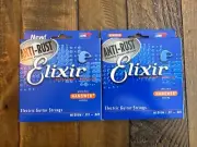 2 SETS Elixir® 12102 NANOWEB® coated Electric Guitar Strings Medium .011-.049