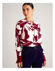 [Basque] Mandarin Collar Shirt in Wine