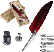 Feather Quill Pen Retro Feather Pen Premium Metal Nibbed Pen Writing Quill Fit f