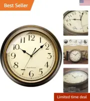 Vintage Arabic Numerals Wall Clock 10'' - Battery Operated, Easy Installation
