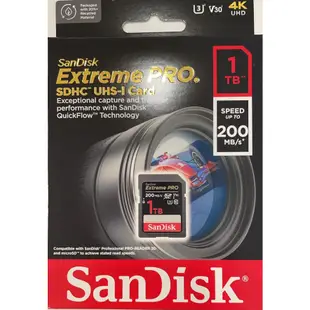 SanDisk 1TB 1T SDXC 200MB/s Extreme Pro SD 4K V30 UHS 相機記憶卡