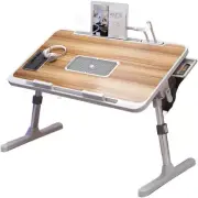 Lap Desk Bed Tray Table Adjustable Laptop Stand for Bed with USB/Light Fan Drawe