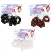 Swosh Spiral Anti-Kink Hair Ties (Pack of 6), Clear/Brown/Black