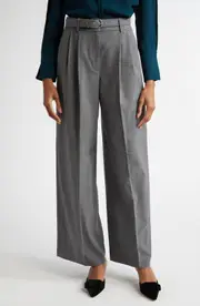 Reiss Freja Belted Wide Leg Pants in Grey at Nordstrom, Size 2 Us