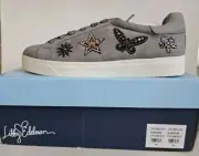 LIBBY EDELMAN Womens SZ 8 Sneaker Shoe Gray CECE Embellishe Bead Appliqués NEW