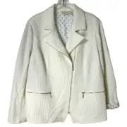 Chicos Textured Moto Jacket Polka Dot Lining - Chico's Size 3 / Women's Size 16