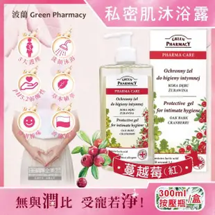 【波蘭Green Pharmacy】頂級私密肌保養pH5.2弱酸性植萃保濕潔膚露300ml按壓瓶/盒(經期沐浴乳私密肌膚護理)