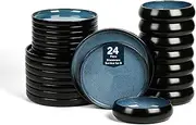 [Stone Lain] Lagoon 24-Piece Dinnerware Set Stoneware, Plates and Bowls Set, Microwave and Dishwasher Safe, Dish Set for 8, Blue