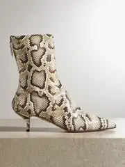 [Aquazzura] Aquazzura - Montmartre 50 Snake-effect Leather Ankle Boots - Snake print - IT40 IT 40 Animal print