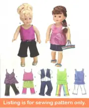 SEWING PATTERN Sew 18" Doll Clothes Clothing Bag Sandals Fits American Girl 3895