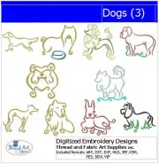 Embroidery Design Set - Dogs(3) - 10 Designs - 9 Formats - USB Stick