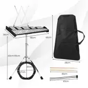 30-Note Glockenspiel Kit with Adjustable Stand & Practice Drum for Kids