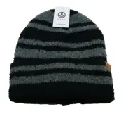 NEFF Lennon Beanie Black Gray Striped OSFM NWT Snowboard Ski Outdoor