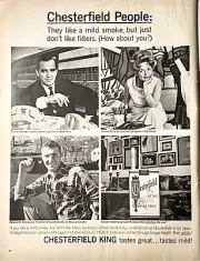 VINTAGE ORIGINAL 1965 Chesterfield King Cigarettes Print Ad Chesterfield People