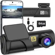 Dash Cam, 2.5K Dash Camera for Cars with WiFi FHD, Mini Car Camera, Dash Cam Front Built-in 64GB SD Card, 160° Wide Angle,Night Vision,Loop Recording,24H Parking Monitor, Support 128GB