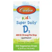 Carlson, Kids Super Daily® D3, 10 mcg (400 IU), 0.35 fl oz (10.3 ml)