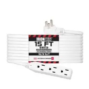 Flat Plug Indoor Extension Cord 15 ft 3 Outlets Power Strip, 45° Angled Flat ...