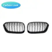 Front Racing Grill for BMW F20 F21 1 Series 2015 2016 2017 Sports Slat Line Kidney Grill Grille Gloss Black Double Line Carbon