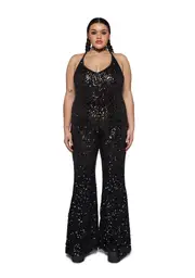[Club Exx] Plus Sparkle Nights Sequin Jumpsuit- Black