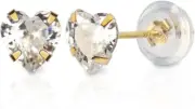 DORO KIMI 14K Real Solid Yellow Gold with 5mm Cubic Zirconia Stud Earrings
