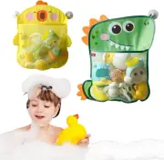 2 Pack Mesh Bath Toy Organizer, Duck & Dinosaur Extra Bath Toy Storage Net & ...
