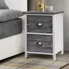 Artiss 2x Bedside Table Nightstands 2 Drawers Storage Bedroom Side Grey New