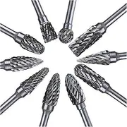 KLKVTGWGZK 10PCS Durable Rotate Burg Tungsten Burring 1/8 "" Handle Milk Drill Tool Tunnel Tungsten Silver Tool Parts