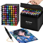 Alcohol Markers Dual Tip Art - 80 Colors Alcohol Based Double Sided Marker Se...