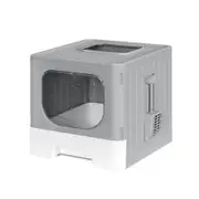 i.Pet Cat Litter Box Large Tray Kitty Toilet Enclosed Hooded Foldable Cat Litter Box Scoop Grey