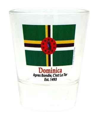 DOMINICA FLAG SHOT GLASS SHOTGLASS